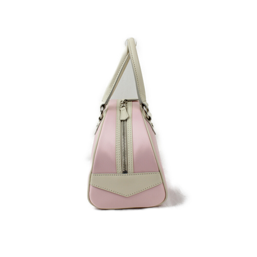 BURBERRY Boston Bag BLUE LABEL Handbag Pink White Leather - Picture 2 of 6